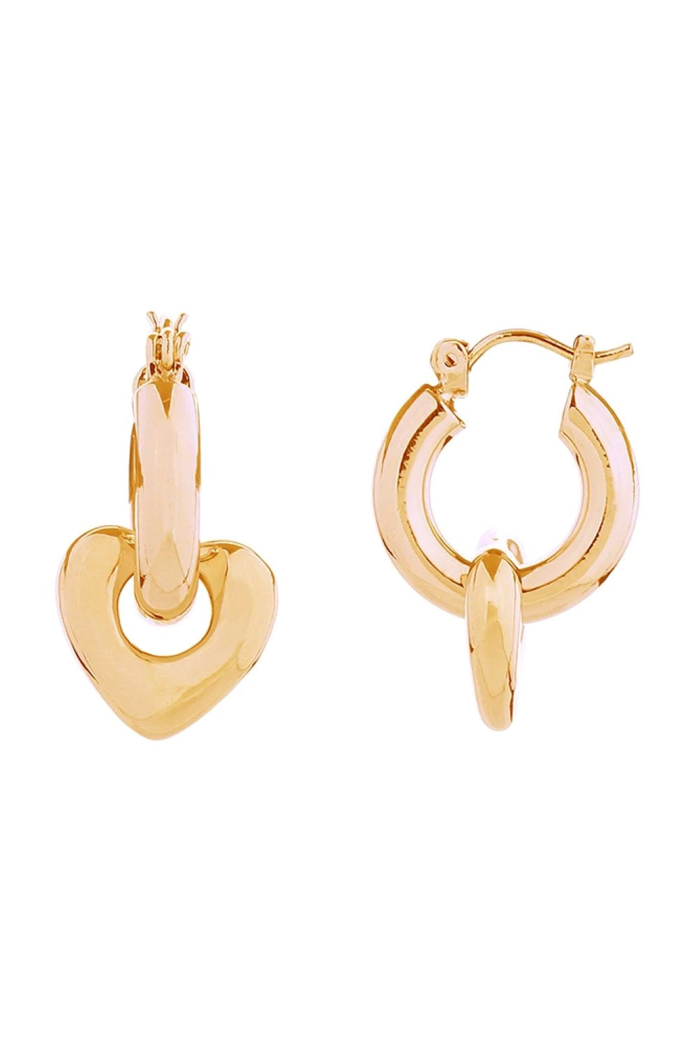 14K Link Heart Pincatch Earrings