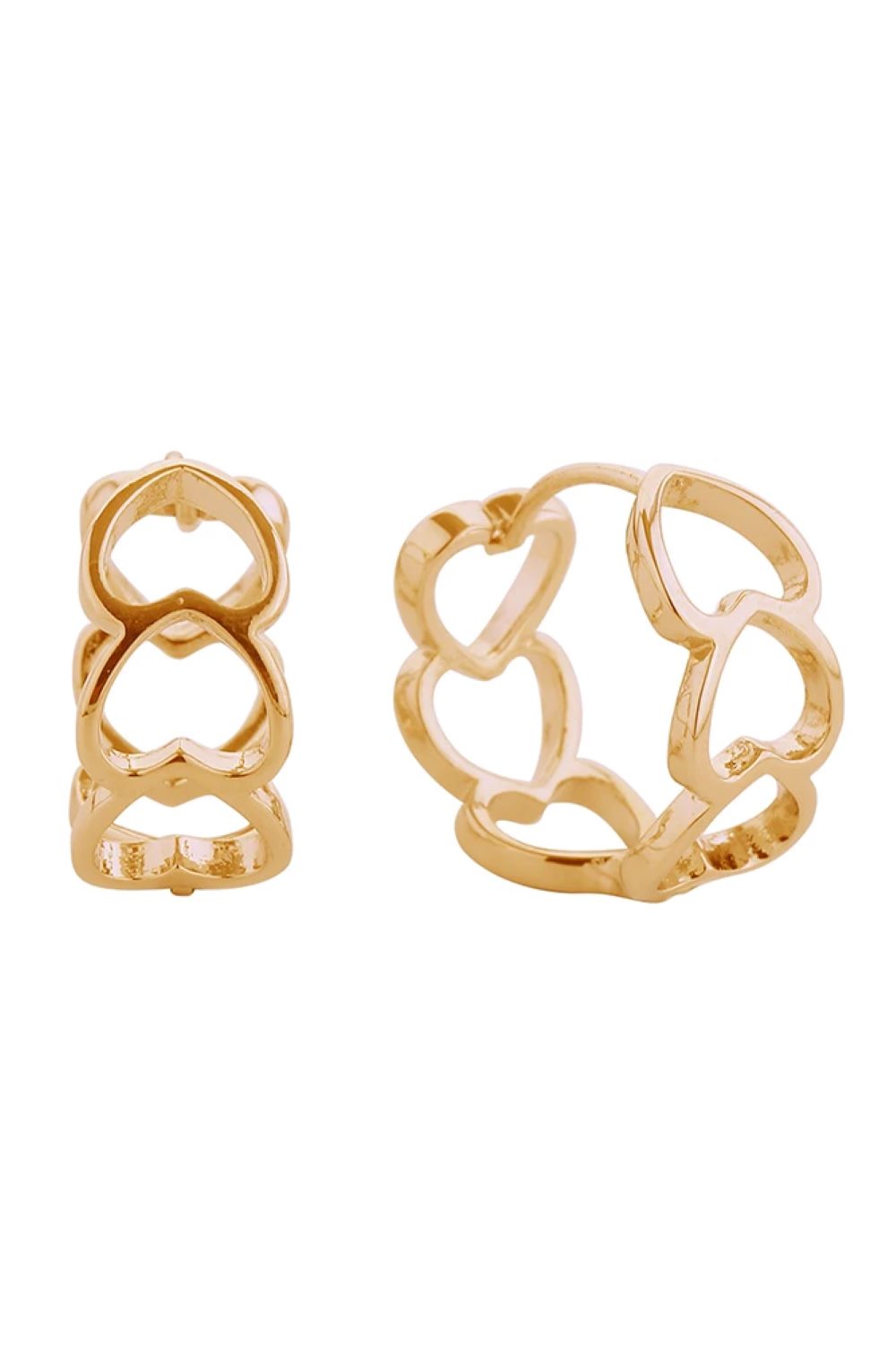 14K Link Hearts Huggie Earring