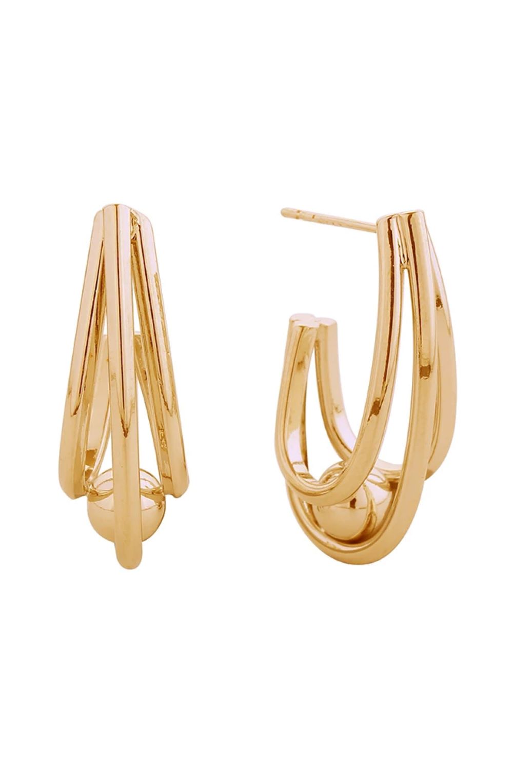 14K Magical Triple Hoop Post Earrings