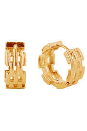 14K Maillon Huggie Hoop Earrings