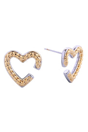 14K Mended Heart Post Earrings