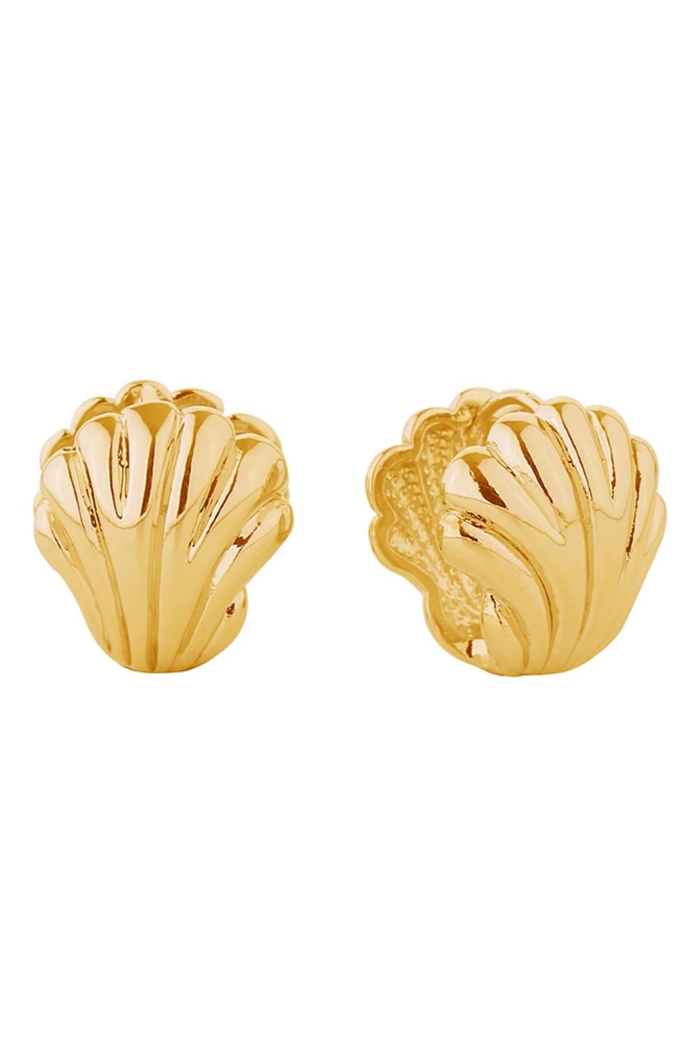 14K Mini Shell Huggie Earrings
