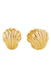 14K Mini Shell Huggie Earrings