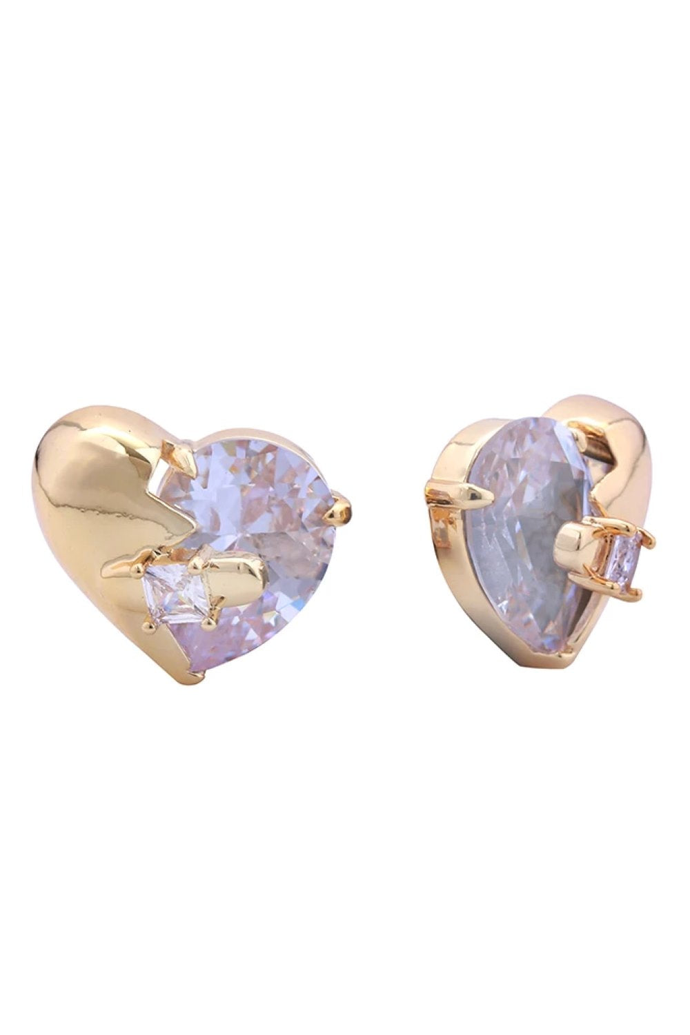 14K Mystic Heart Pave CZ Post Earring