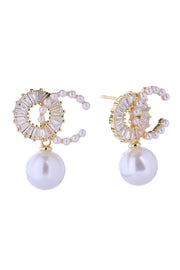 14K O-C Pearl Drop Post Earrings