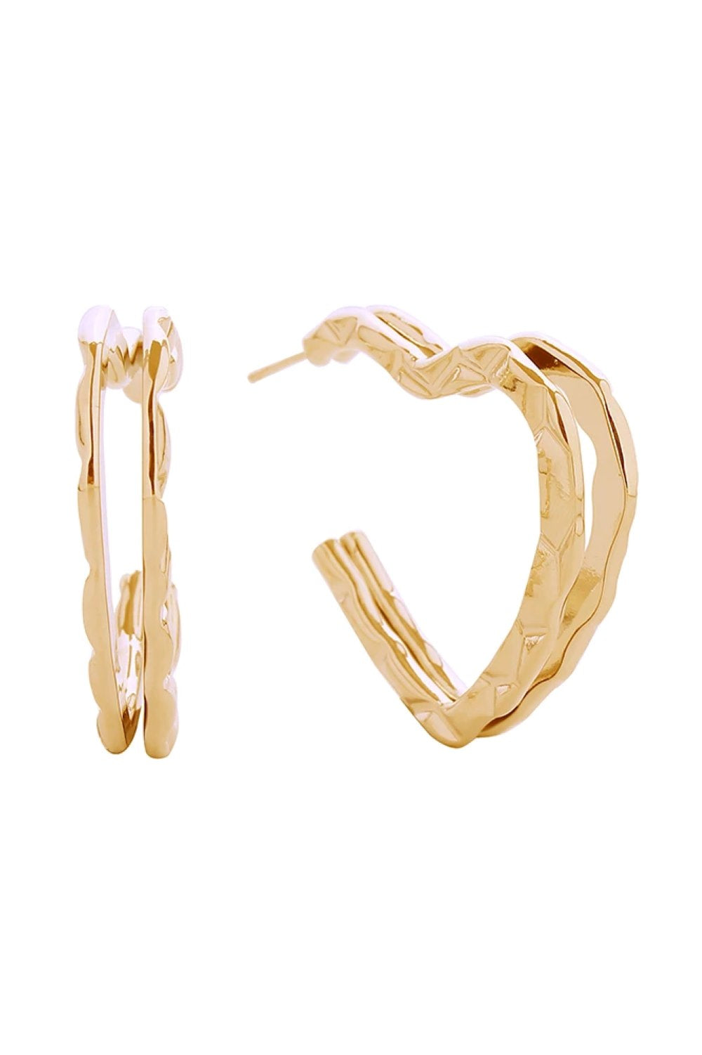 14K Open Heart Post Earrings