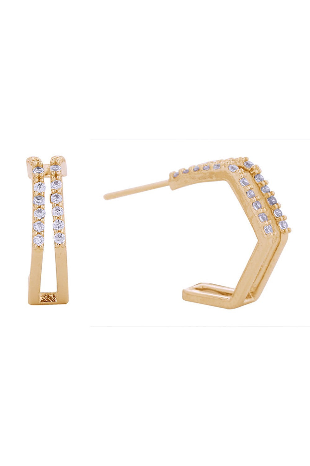 14K Open Hexagon Post Earrings