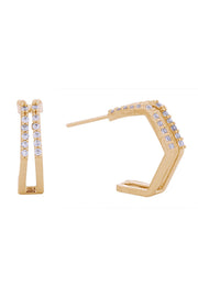 14K Open Hexagon Post Earrings