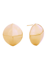 14K Oval Convex Post Earrings