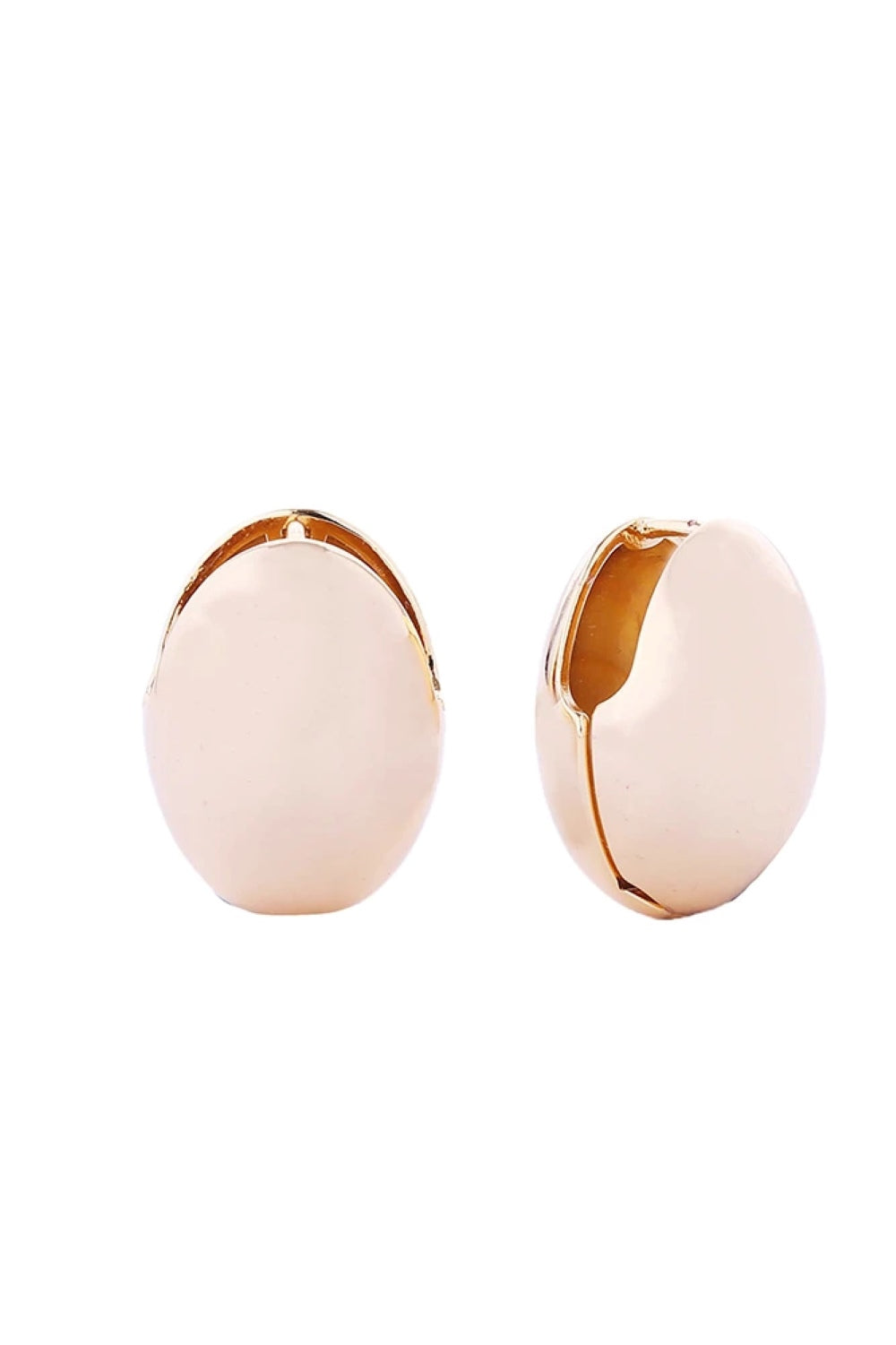 14K Oval Dome Huggie Earrings