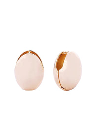 14K Oval Dome Huggie Earrings