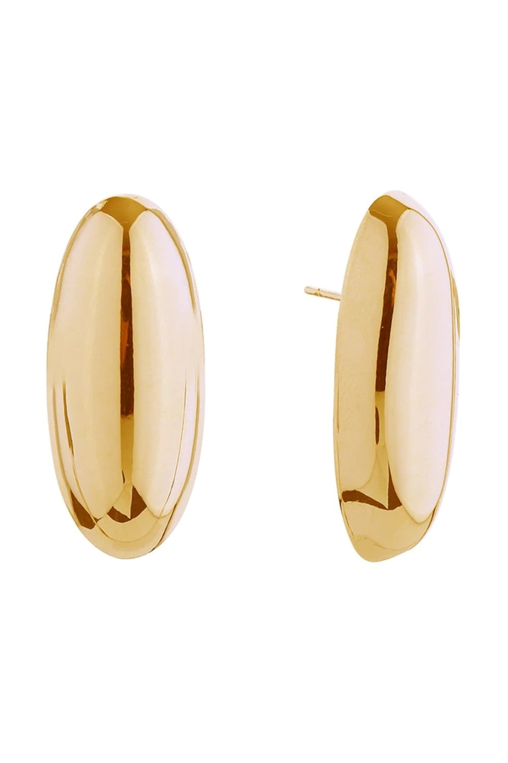 14K Oval Mirror Dome Post Earring