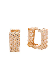14K Pattan Texture Huggie Earrings