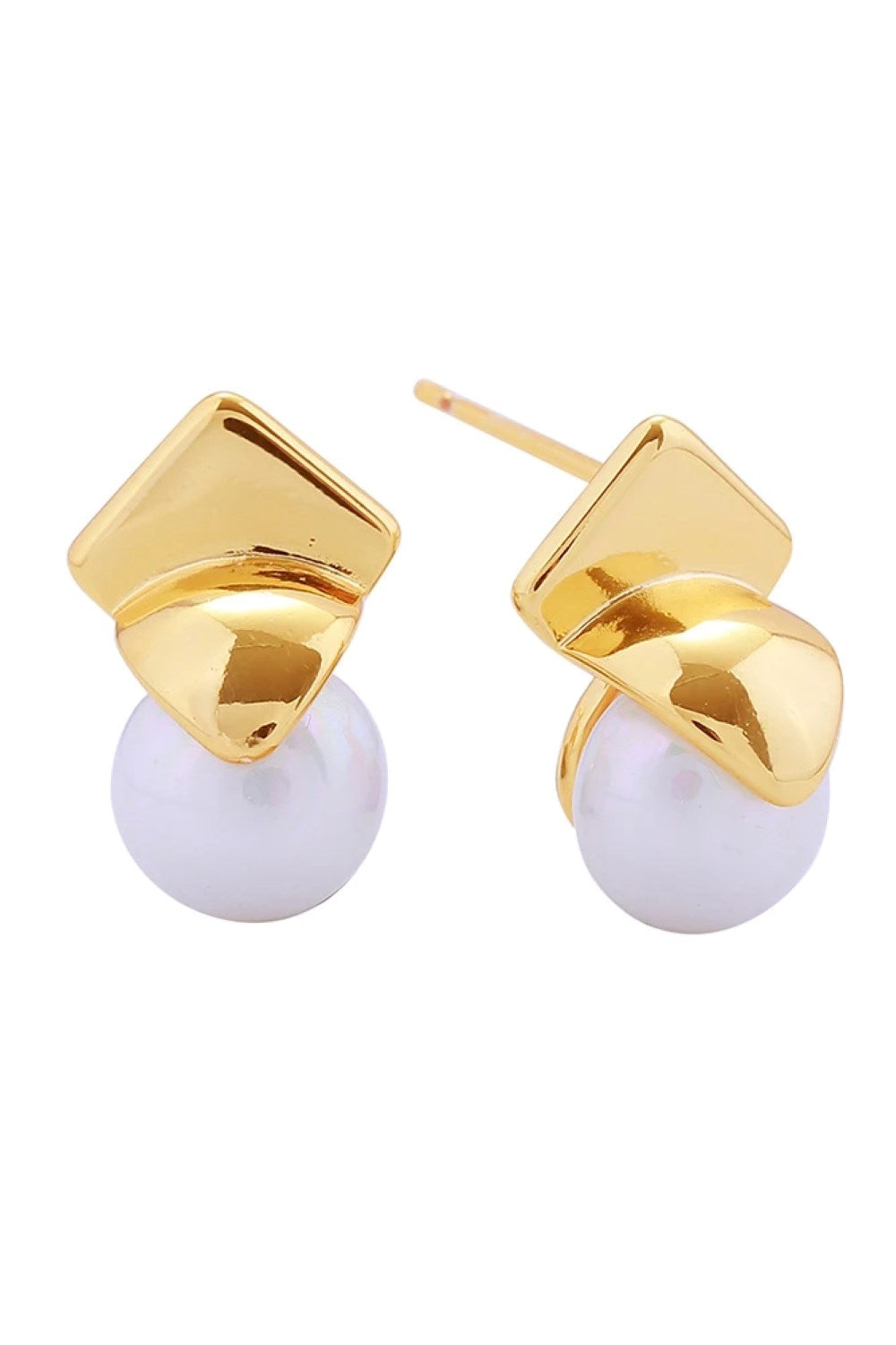 14K Pearl Square Post Earrings
