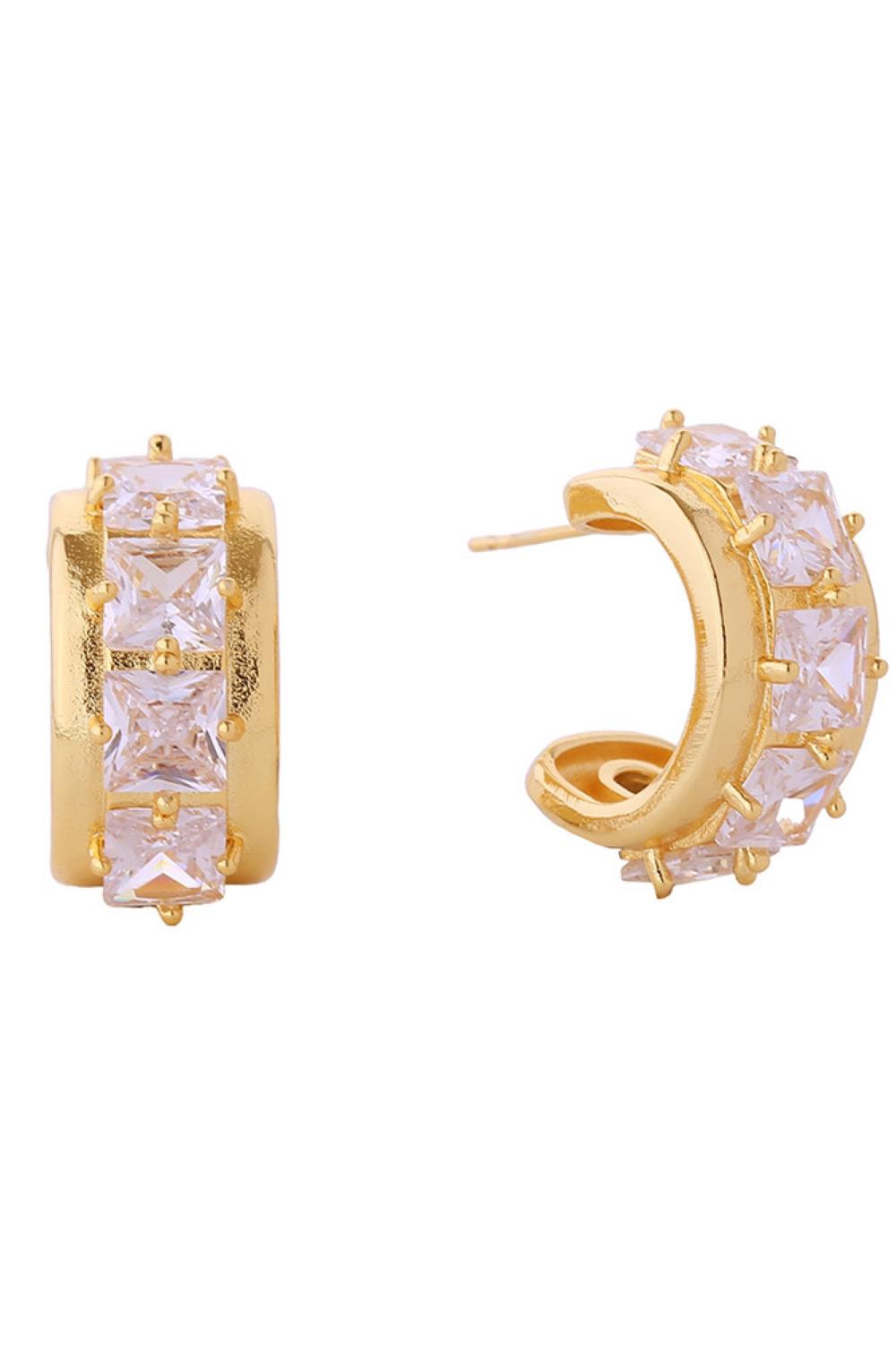 14K Princess Cut CZ Post Earrings