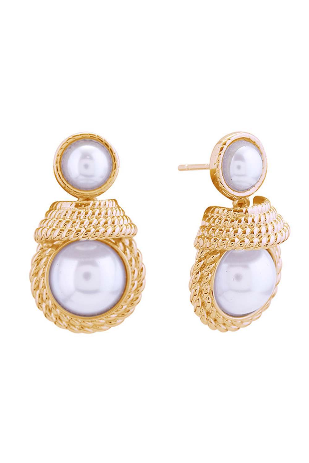 14K Princess Double Pearl Post Earrings