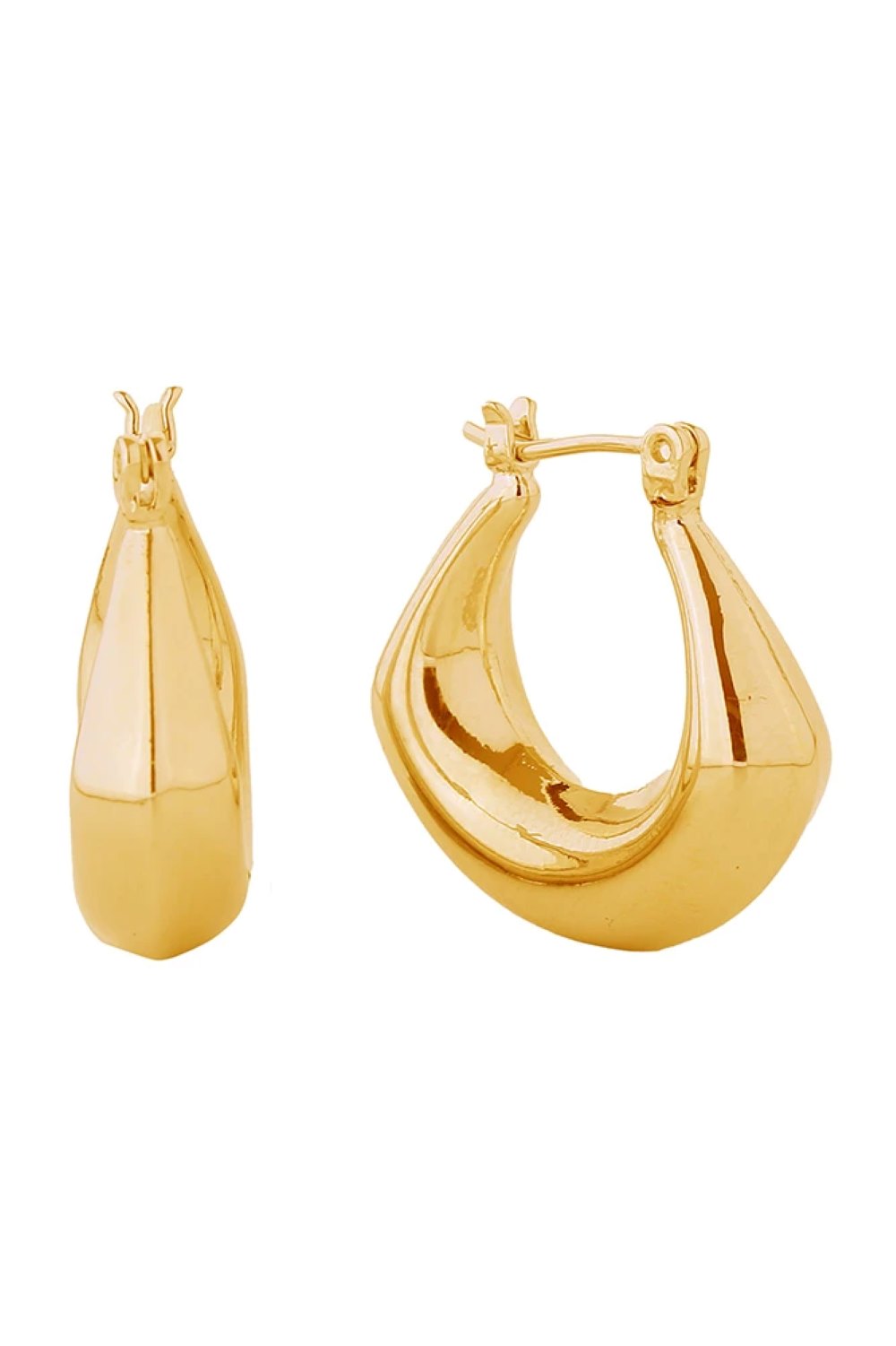 14K Puffy Hoop Pincatch Earrings