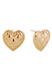 14K Quilted Heart Post Earring