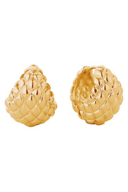 14K Quilted Texture Huggie Earrings