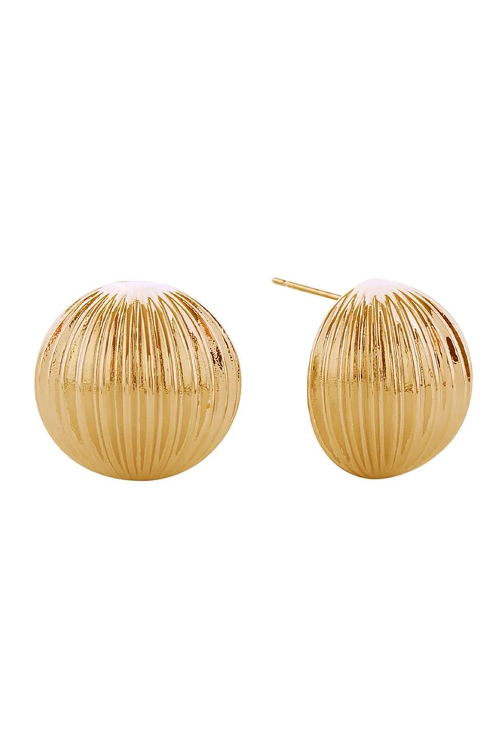 14K Ribbed Round Post Earring