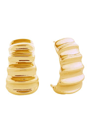 14K Ribbed Wave Post Earring
