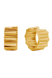 14K Ridged Huggie Hoop Earrings