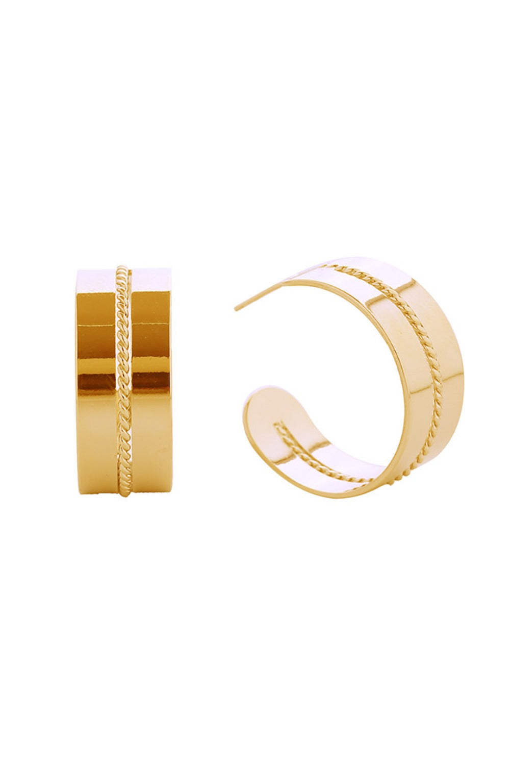 14K Rope Accent Post Earrings