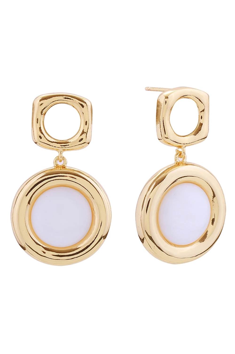 14K Round Double Drop Post Earrings