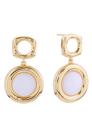14K Round Double Drop Post Earrings