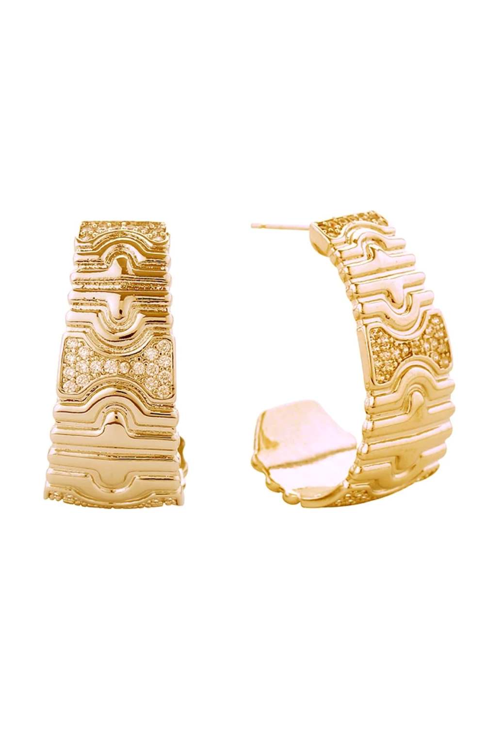 14K Serpent Pave CZ Post Earrings