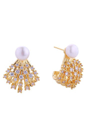 14K Shooting Star Pearl Post Earrings