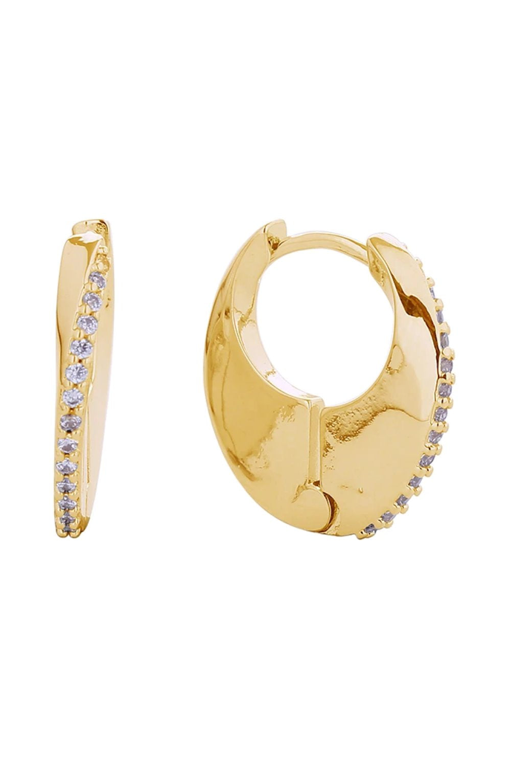 14K Slim Hoop Huggie Earrings