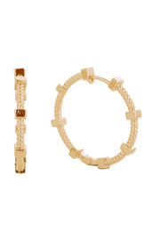 14K Spin Wheel Huggie Earrings