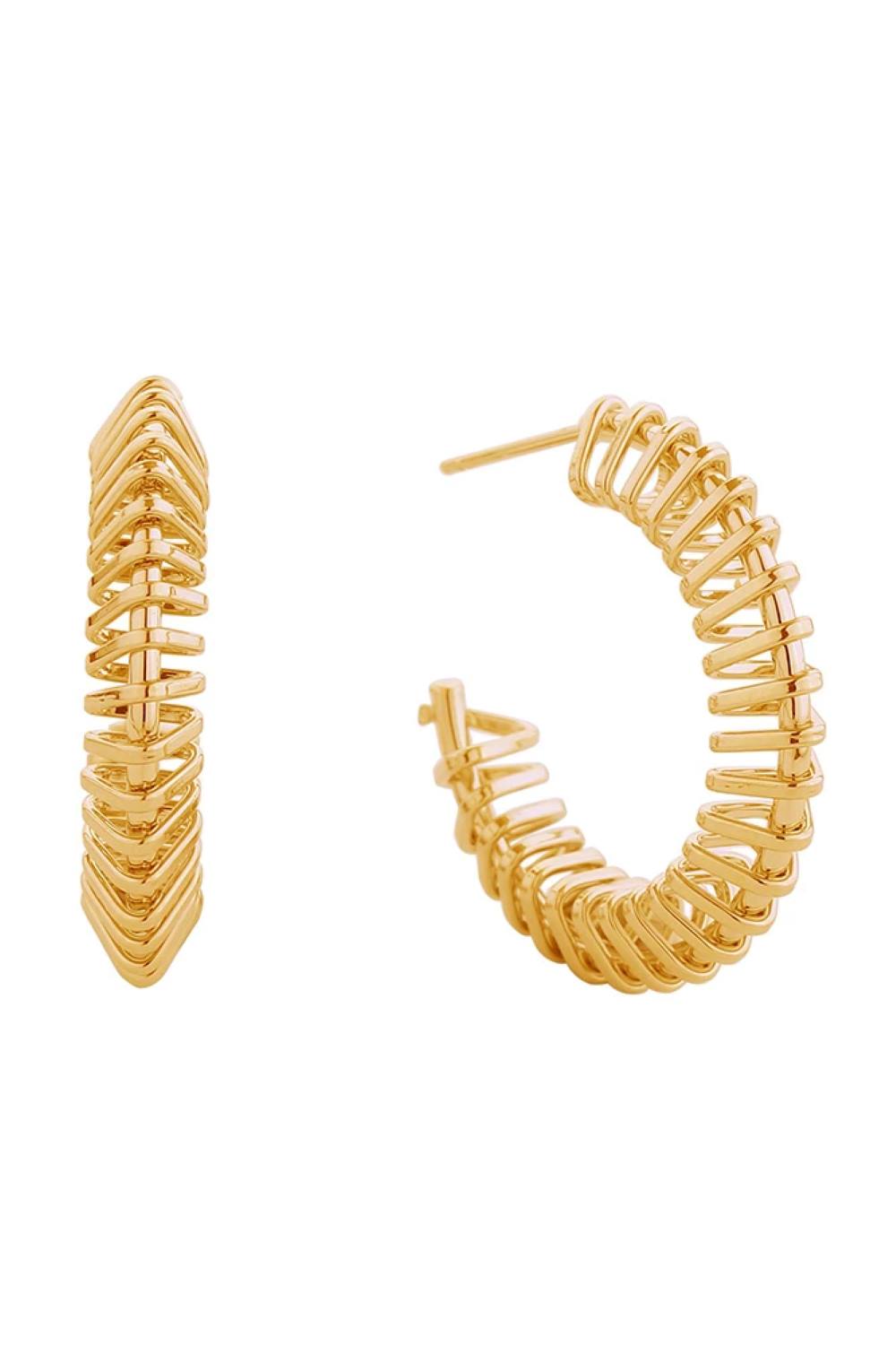 14K Spiral C Hoop Post Earring