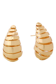 14K Spiral Hollow Post Earrings