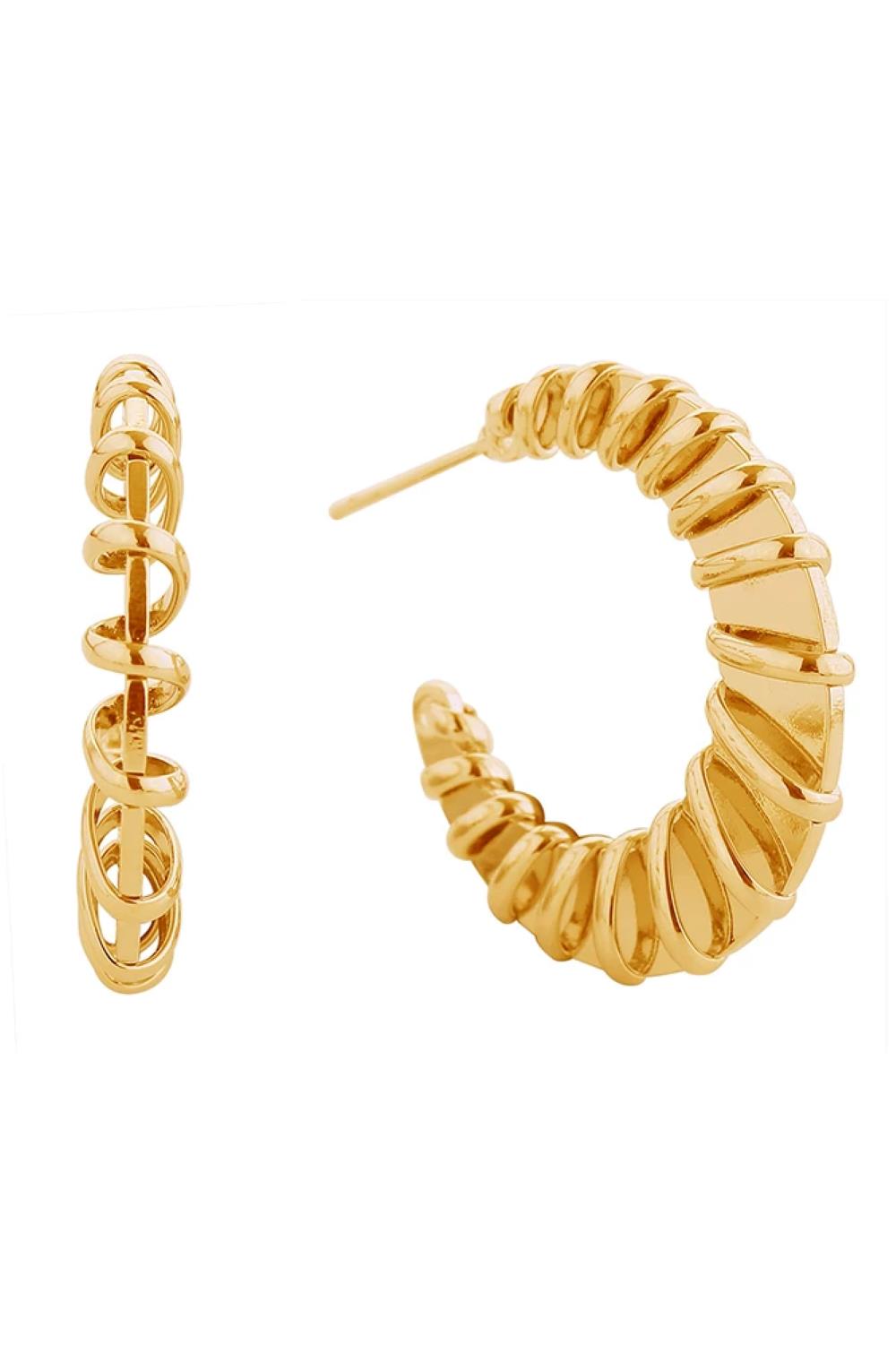 14K Spiral Wave Post Earring