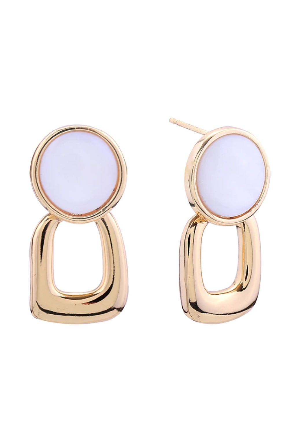 14K Square Drop Button Post Earrings