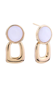 14K Square Drop Button Post Earrings