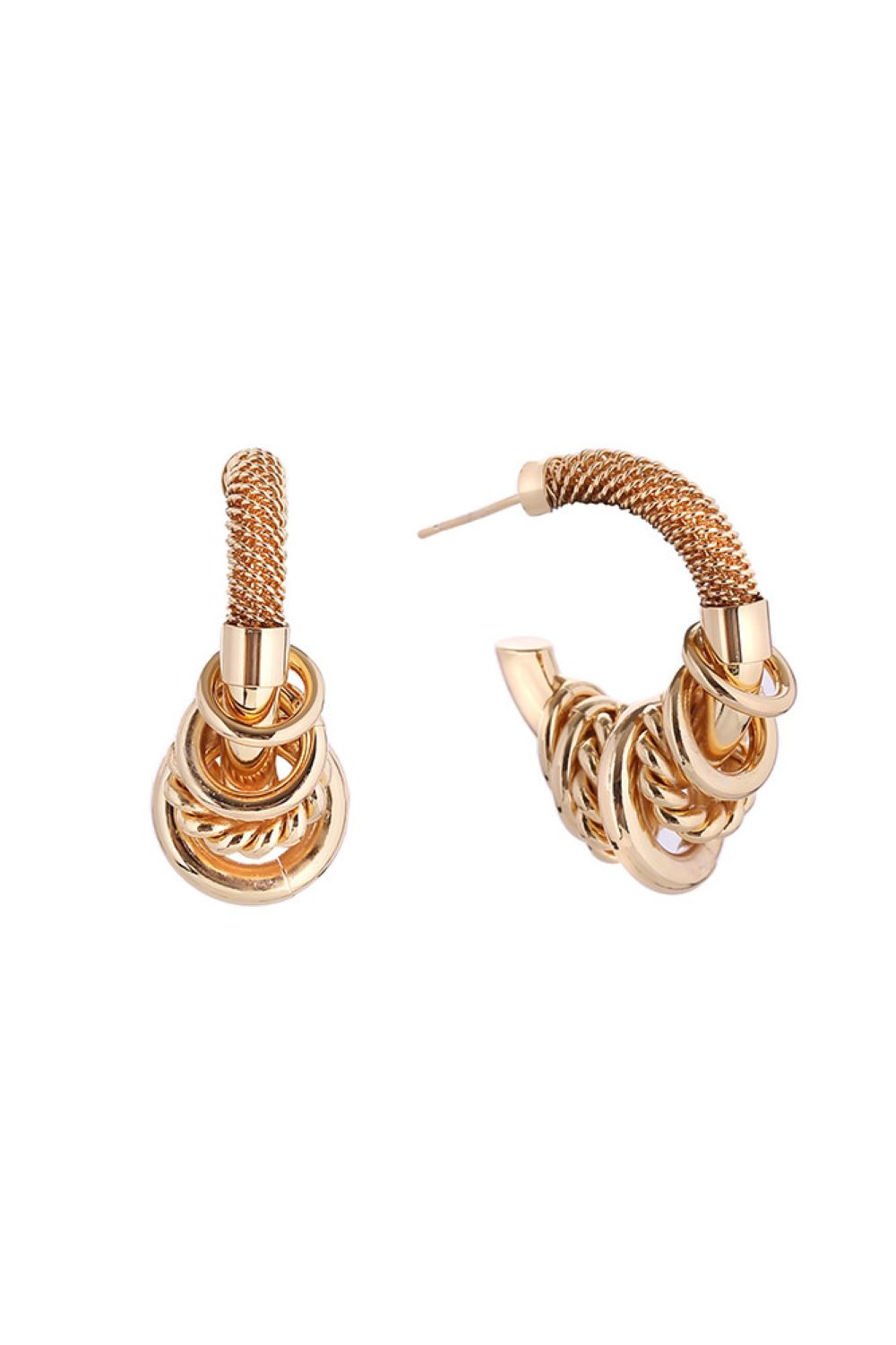 14K Stack Up Hoop Post Earrings