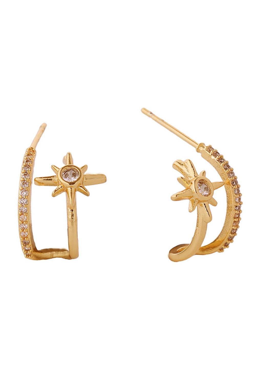 14K Starburst Pave CZ Post Earrings