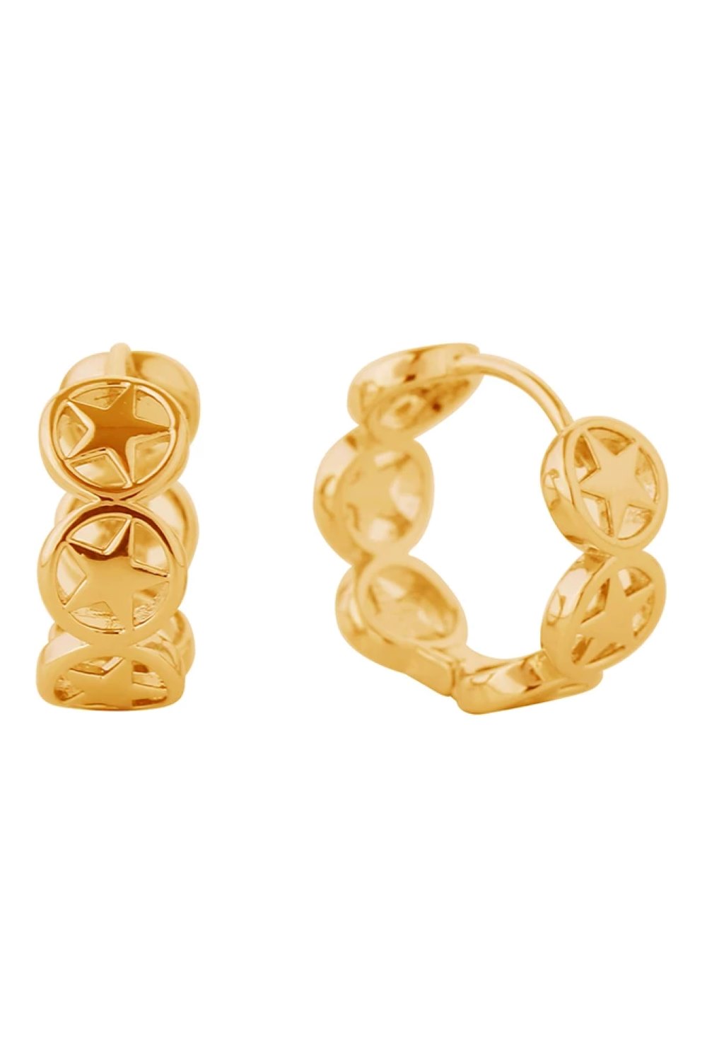 14K Stellar Sky Huggie Hoop Earrings