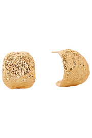 14K Textured Hoop Post Earrings