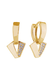 14K Triangle Dangle Huggie Earrings
