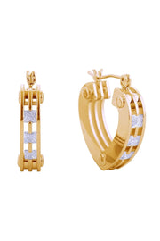 14K Trio Layer Heart Pincatch Earring