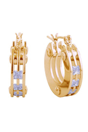 14K Trio Layer Hoop Pincatch Earring