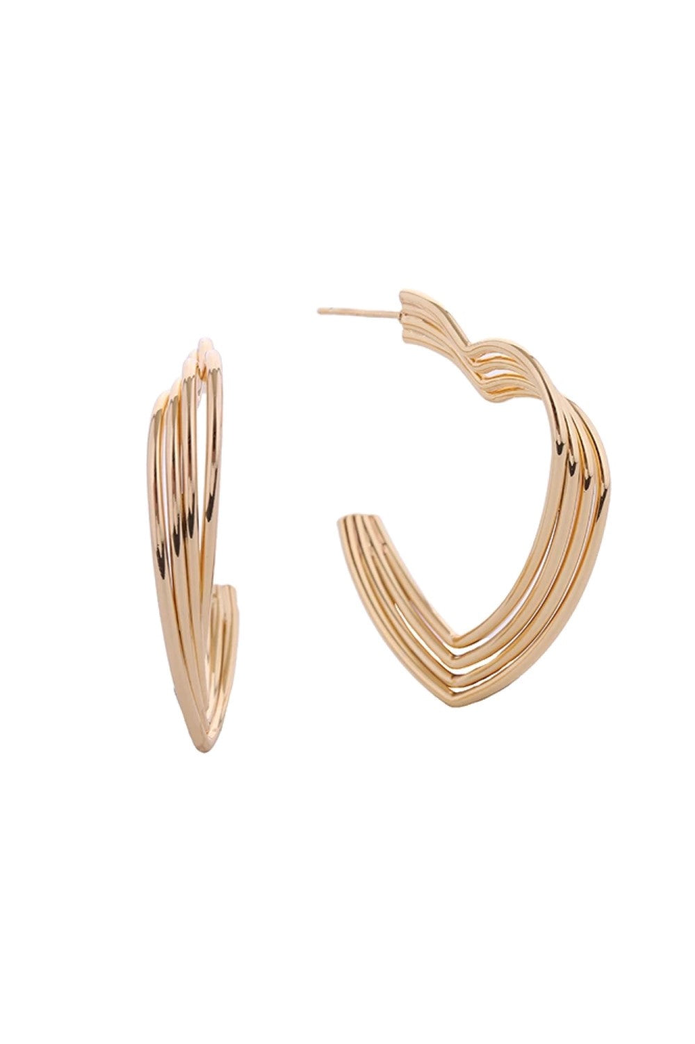 14K Triple Open Heart Post Earrings