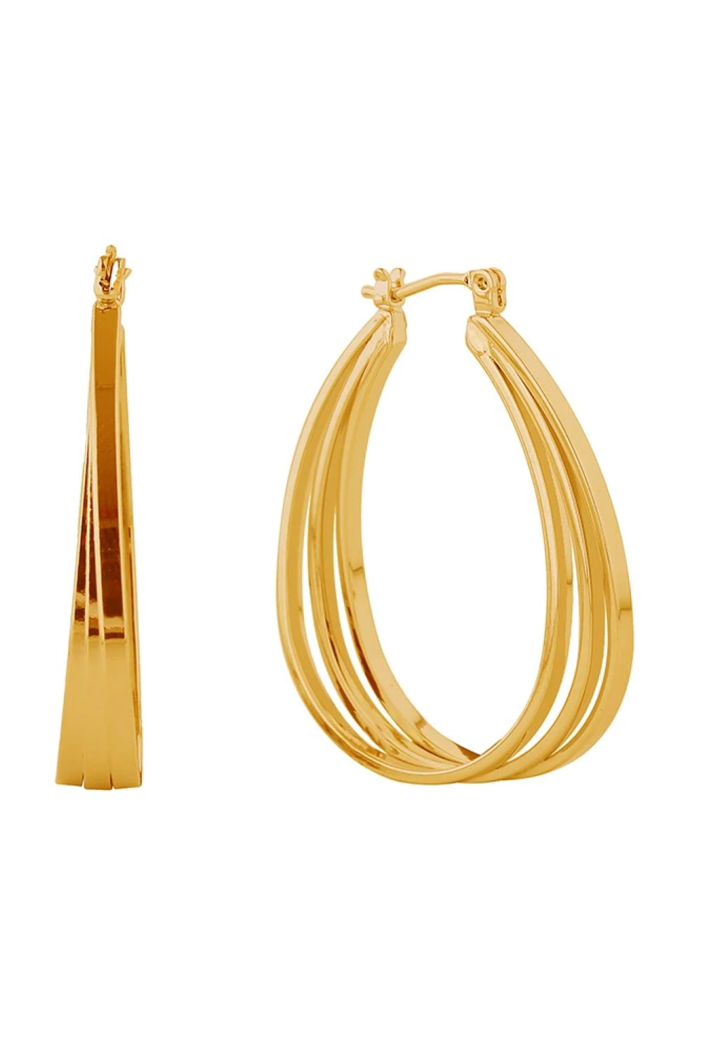 14K Triple Oval Hoop Pincatch Earrings