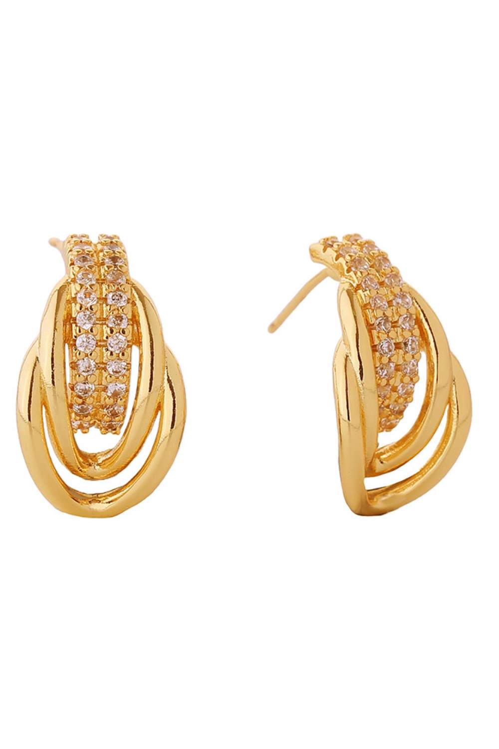 14K Tritiny Hoop Post Earrings