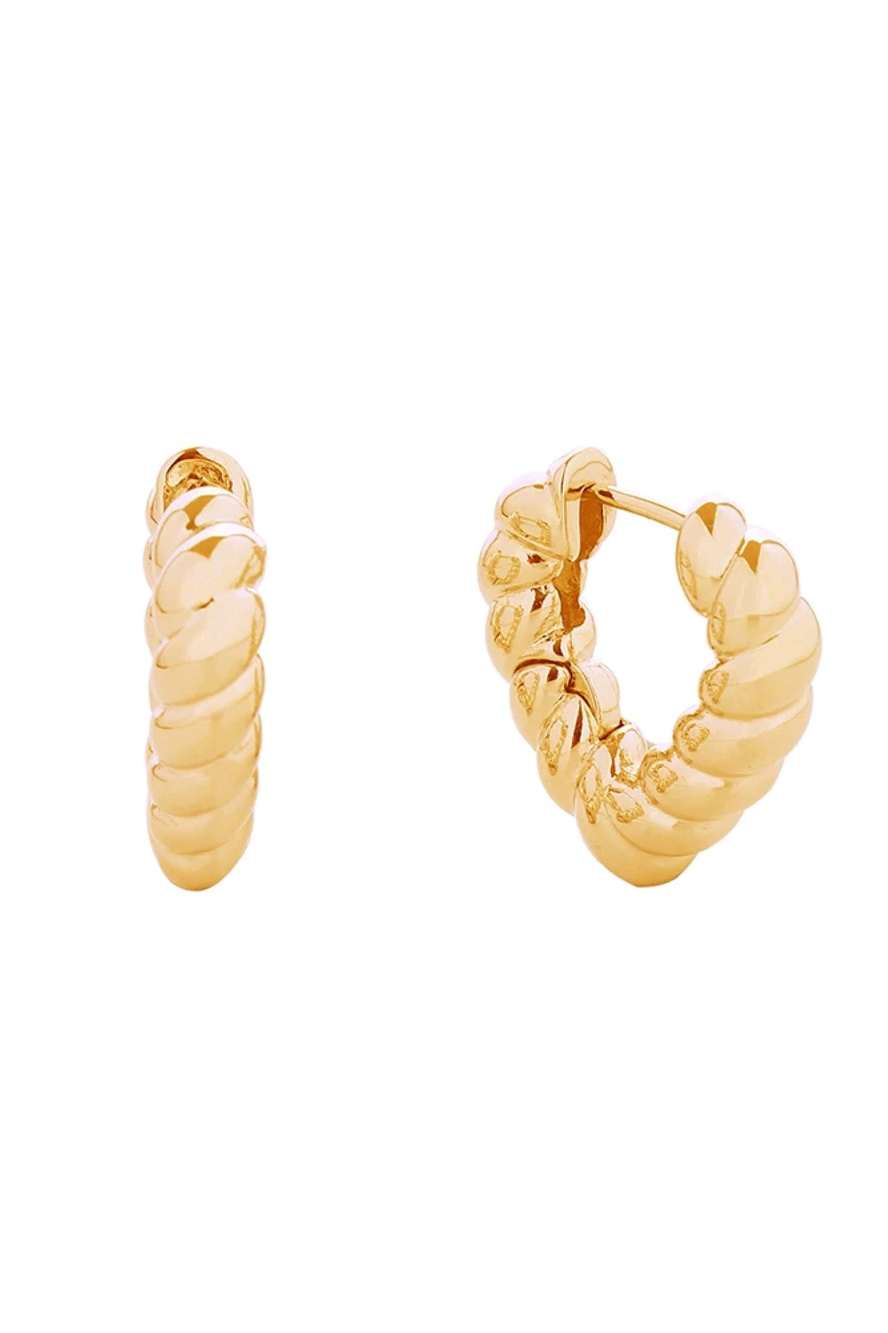 14K Twisted Heart Huggie Earrings