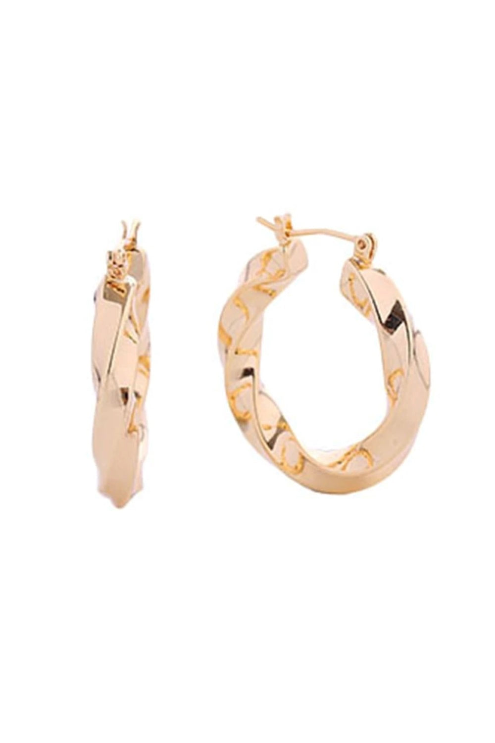 14K Twisted Hoop Pincatch Earrings